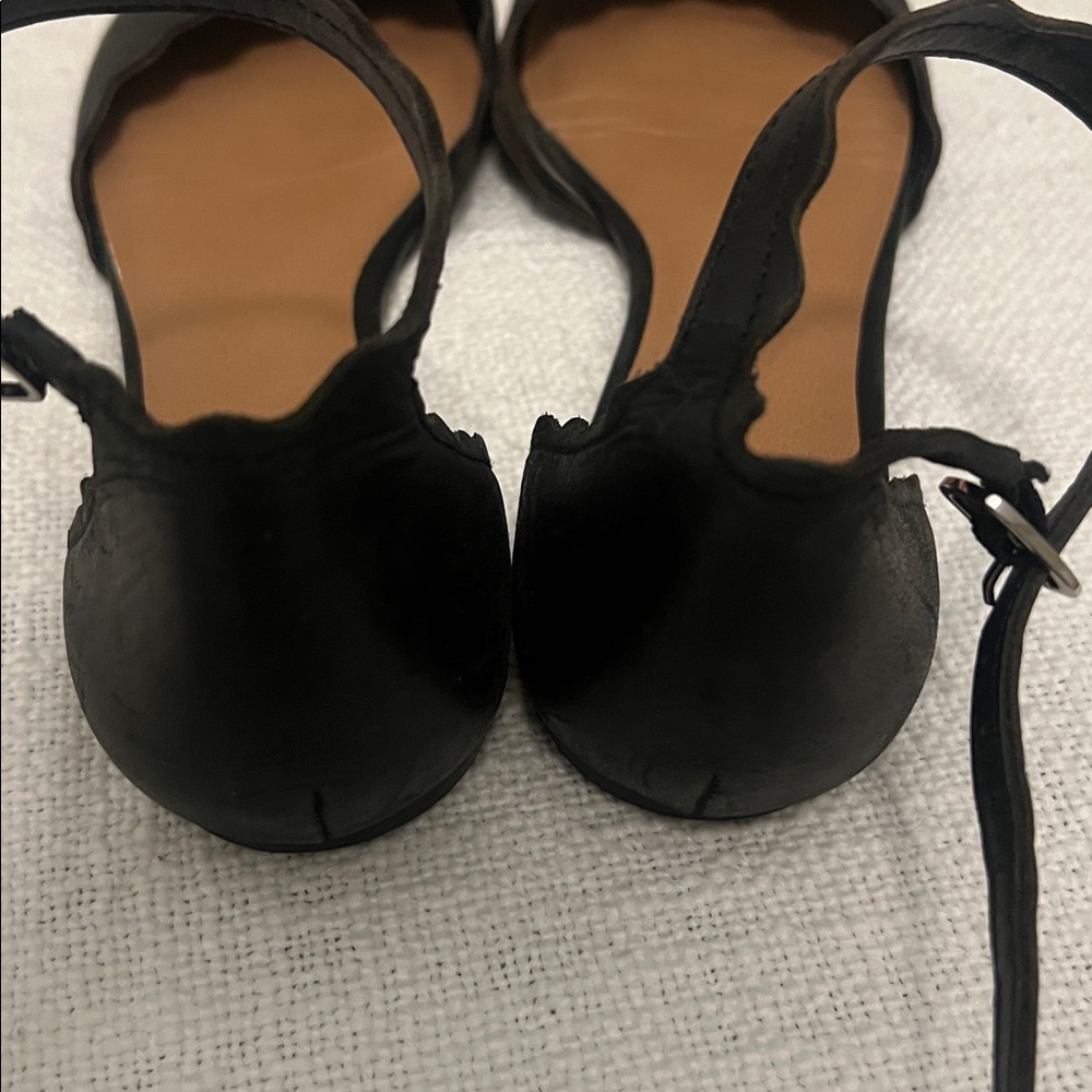 Crown Vintage Black Leather Sandals with Ankle Strap Size Size 7 - Picture 7 of 7